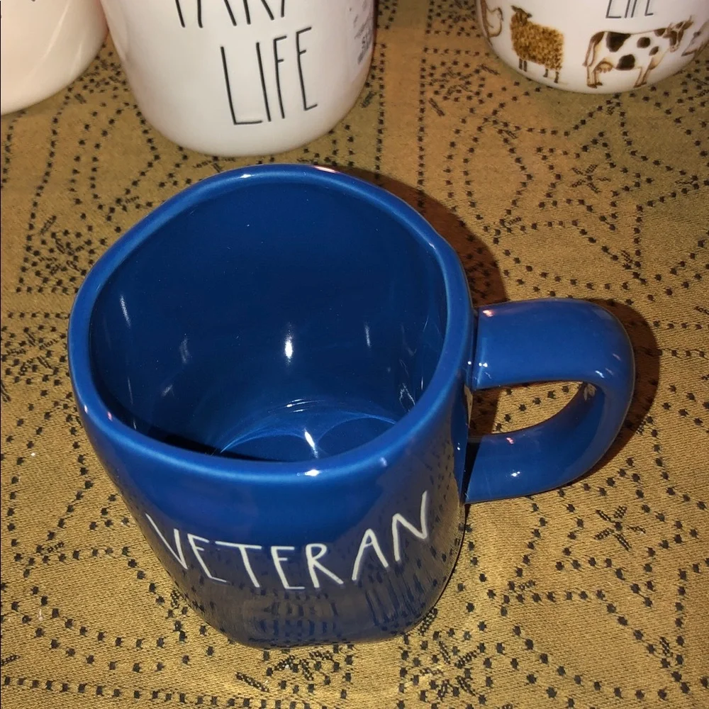 Rae Dunn VETERAN Mug Blue